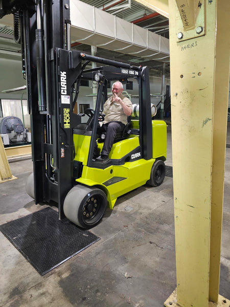 WeatherWool Founder Ralph DiMeo did NOT actually operate this forklift!