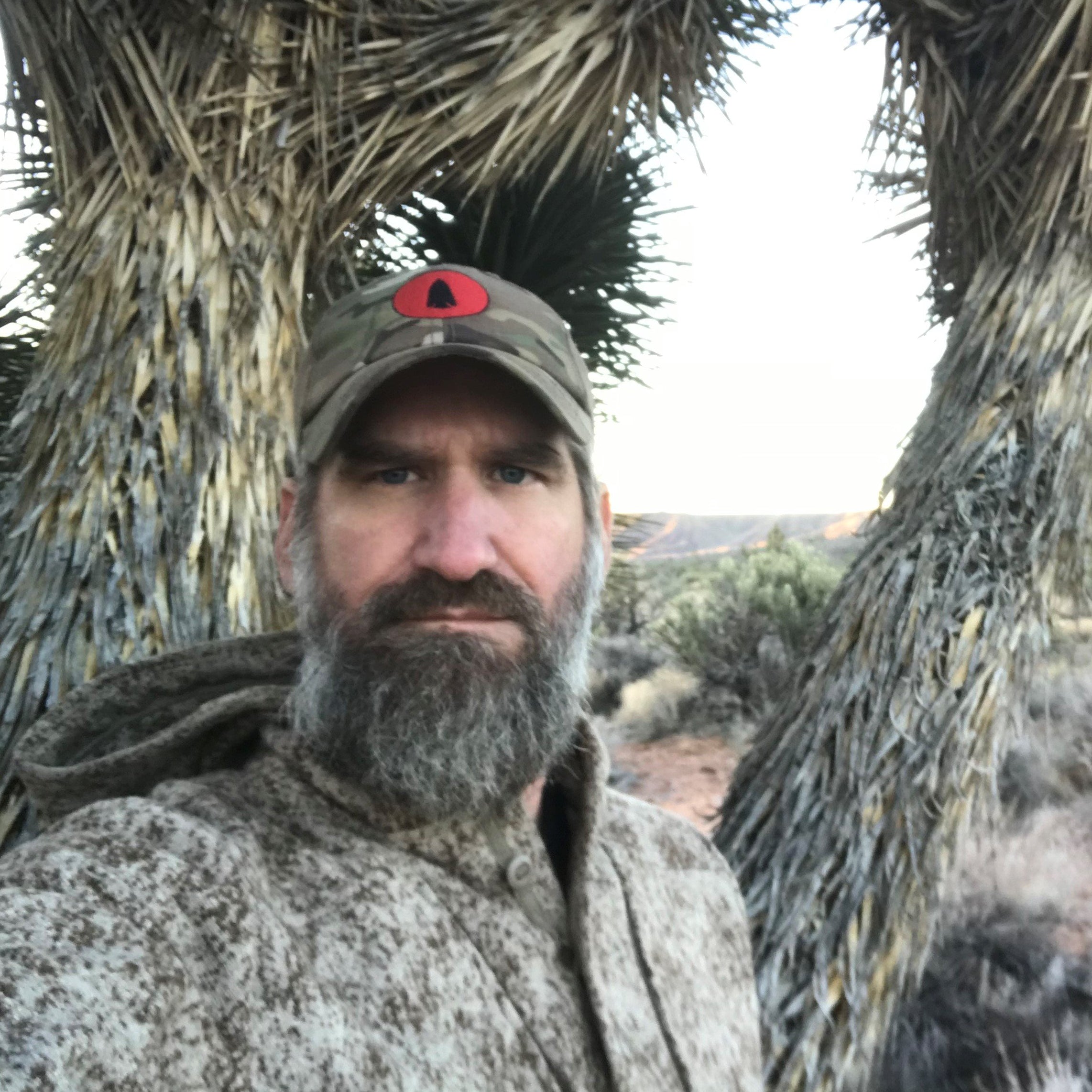 WeatherWool Advisor Josh Enyart in his Lynx Pattern WeatherWool Anorak